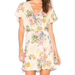 NWOT Auguste Delilah Frill Cream Floral Wrap Mini